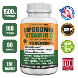 Simply Potent Liposomal Vitamin C 1500mg - Enhanced Absorption for Immune Support | 180 Caps