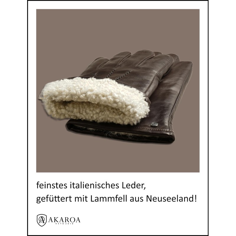 AKAROA ESTD 2019 DAN Men's Leather Gloves, Touchscreen Function, Italian