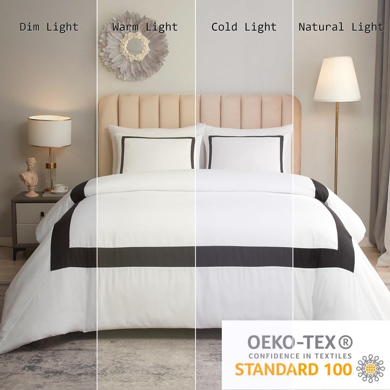 OSVINO Hotel Duvet Cover Set 2Pcs Microfiber Simple Line Style