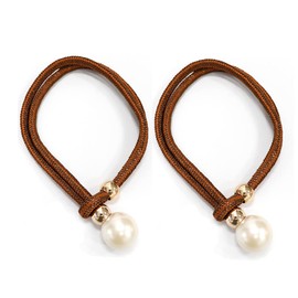 Turbokey Tie Backs for Curtains, 2pcs Curtain Holdbacks Adjustable with Pearls, Curtain Tie Band European Style Convenient Drape Tie Backs with Fasten Ring No Tools Required for Home Holiday (Coffee)