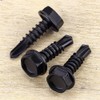 #14 x 1 Hex Washer Head Self Drilling Screws Black,