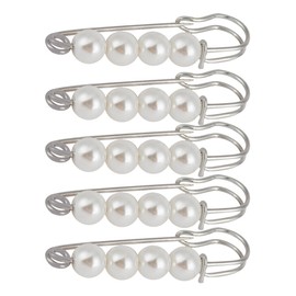 Pack of 5 Large Safety Pin Beads Brooch Scarf Clip Pin Jewellery, Metal, without stone