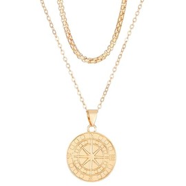 liveliwithmin Gold Layered Compass Pendant Necklace Rotate Compass Necklace for Women Men 2024 Graduation Gifts for Him Her Jewelry Gifts for Best Friends Students Granddaughter Daughter (gold)
