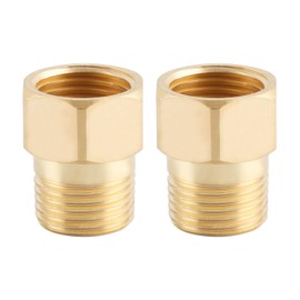 Ousun 2-Pack Brass Pipe Fitting 1/2" NPT Female X 1/2" NPT Male Reducer Adapter Extension Connector （2-Pack）, 1/2 Inch Male to 1/2 Inch Female Pipe Fitting Adapter, Brass Pipe Extension Fittings