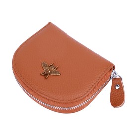 Yocipa Leather RFID Credit Card Holder Wallet For Women Small/Medium Zipper Card Case, Earthy Yellow, Medium, Fashion