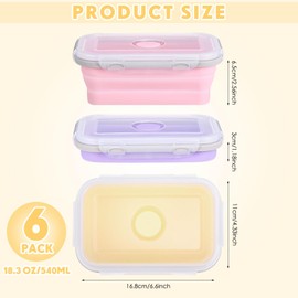 Mifoci 6 Pcs Silicone Containers for Food Collapsible Food Storage Containers with Airtight Lids Stacking Leftover Foods Storage Lunch Box for Freezer Microwave Dishwasher Safe(Classic,18.6oz)