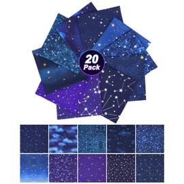 eZAKKA 20 Pack 100% Cotton Fat Quarters Fabric Bundles, 10”x 10” Quilting Fabric for Sewing, Fat Quarter Bundles Cotton Fabrics & Quilt Fabrics for Quilting, Sewing Project & DIY & Craft - Starry Sky