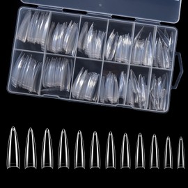 KADS 3XL Extra Long Nail Tips Fake Nails Tips Clear Nature for Acrylic Nails, Full Half Cover Flat Tapered Square Nail Tips (9)
