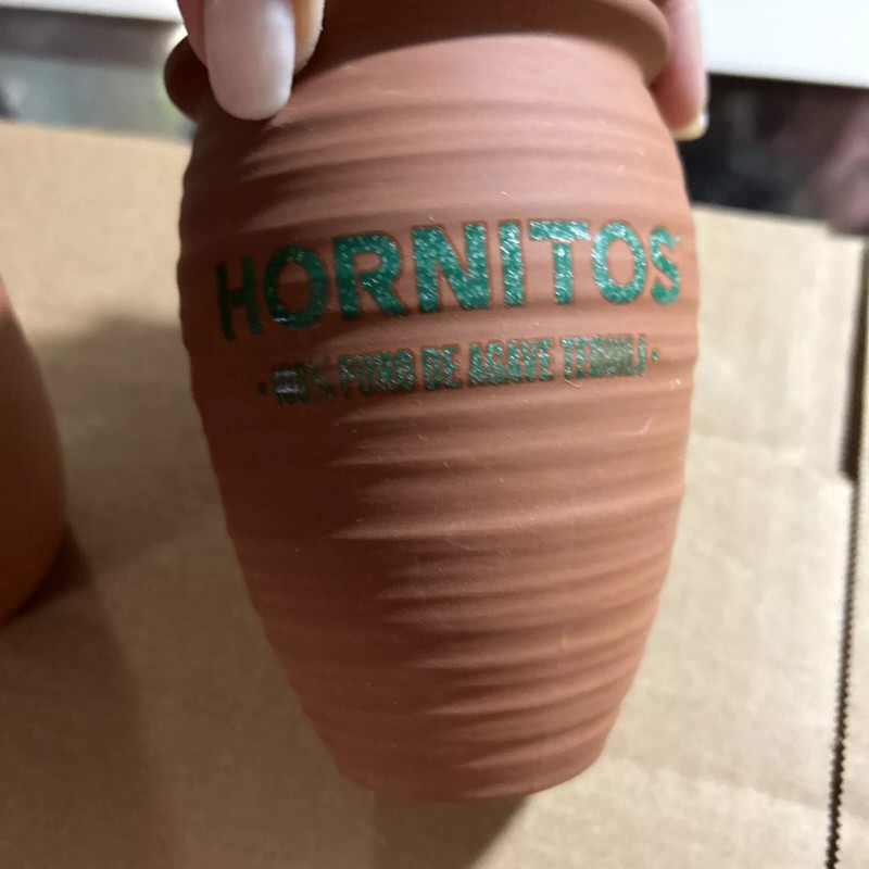 Hornitos Tequila Set Of 2 Drinking Glass Ceramic Glazed Inside.