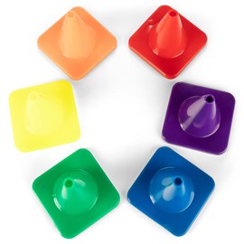 Champion Sports C4SET Hi Visibility Flexible Vinyl Cones, Multicolored, 4"