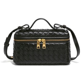 Trendy Woven Crossbody Purse Square Box Bags Women Shoulder Bag Cute Satchels Mini PU Leather Top-Handle Tote Handbag