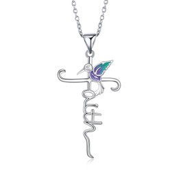 TALYKONG Hummingbird Necklace for Women Faith Cross Pendant Jewelry Gifts for Women (hummingbird)