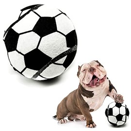 Petopedia Tough Dog Toys JUMBO LARGE [5"] HARD TENNIS BALL for Dogs Indestructible Dog Toys Basketball Football Interactive Dog Toys for Boredom Chew Toys for Dogs Play (Football)