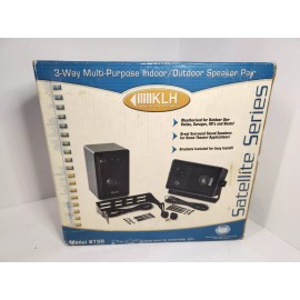 klh NEW Pair of KLH 979B Black Indoor/Outdoor 3-Way Speakers w/Bracket Patio RV Boat