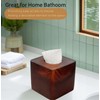 Smooth Tortoiseshell Finish Facial Tissue Box Cover - Brown Resin