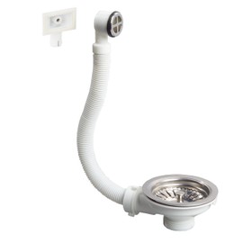 Wirquin 30723117 Drain Fitting for Sinks ø90 mm Diameter 1 Basin Plastic and Metal with Overflow Outer Chrome-Plated White