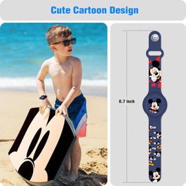 Waterproof AirTag Bracelet for Kids, Cut Cartoon Air Tag Holder for Kids with Full Coverage Hidden Design, Silicone Airtag Wristband for Child - Blue