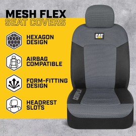Caterpillar MeshFlex Automotive Seat Covers for Cars Trucks SUVs Set of 2 - GRAY