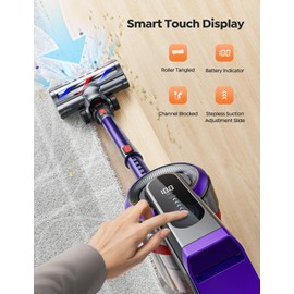 Cordless Cleaner, 450W 38KPA Stick Vacuum with Brushless Motor, Up to 55Mins, Smart Color Touch Display, Rechargeable Cordless Vacuum, Household Handheld Vacuum for Pet Hair/Carpet/Hard Floor