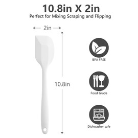 DUFEIMOY White Silicone Spatula for Cooking Heat Resistant, 10.8In Small Kitchen Spatula Silicone, Flexible Rubber Spatula for Baking