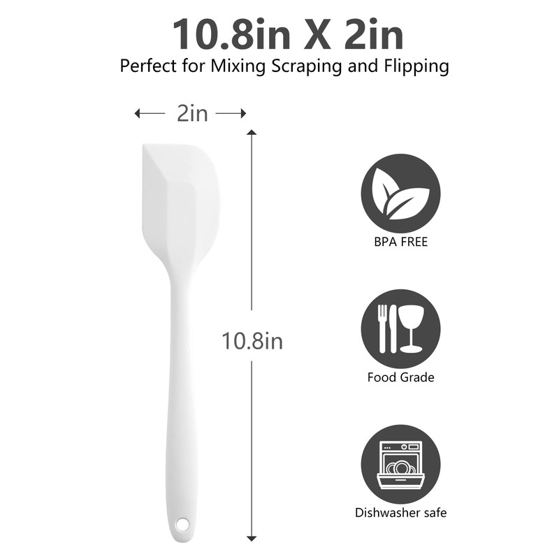 DUFEIMOY White Silicone Spatula for Cooking Heat Resistant, 10.8In Small