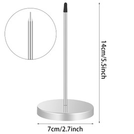 SOSPIRO 3pcs Receipt Spike Metal Bill Holder Straight Rod Spike Restaurant Receipt Note Holder with Round Stand for Restaurant Kitchen Office Hotel(Silver)