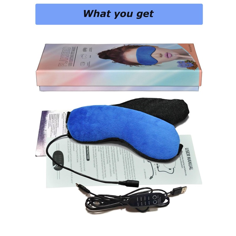 PJYU Heated Eye Mask, USB Warm Eye Compress with Flaxseed