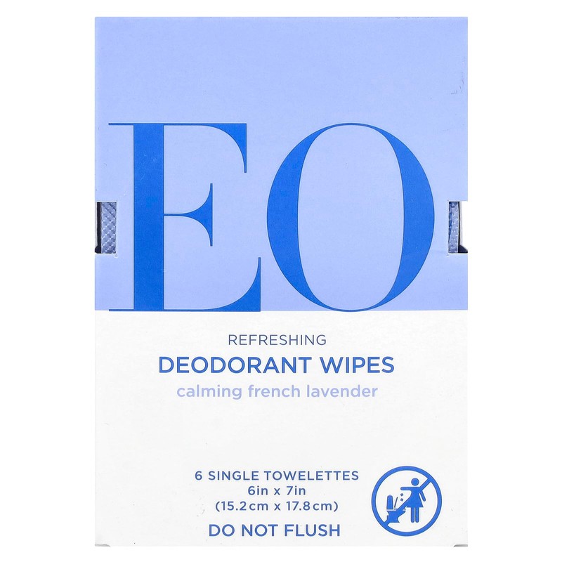 EO Deodorant Lavender Wipes, 6 Count