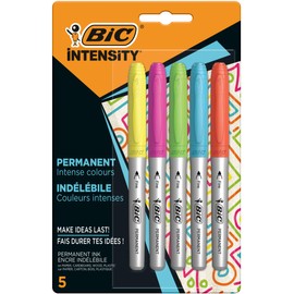 Bic Marking Intense Permanent Markers, Assorted Colours, Pack of 5