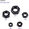 VOBOR M4 nut, black, pack of 100 nuts, M4 hex
