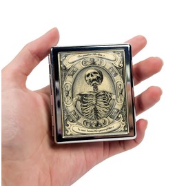 HowGuu Travel Pill Organizer Small Pill Case for Purse Essentials 7 Days cute pill box with Mirror Portable Pill Box for Pocket or Purse Pill Containe Travel Gifts (Skeleton Vintage)