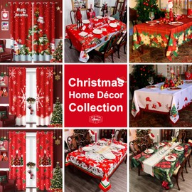 Christmas Table Cloth Square (60x60 inch) Waterproof Holiday Decorative Print New Year's Eve Cloth Tablecloth - Easy to Care Fabric Table Covering for Party, Kitchen, Dining Room, Outdoor Use