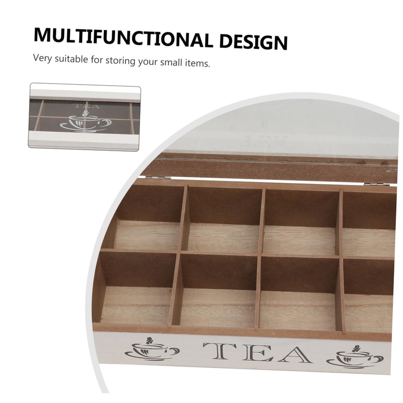 Baluue Solid Wood Storage Box Multi Compartment Wooden Desktop Organizer