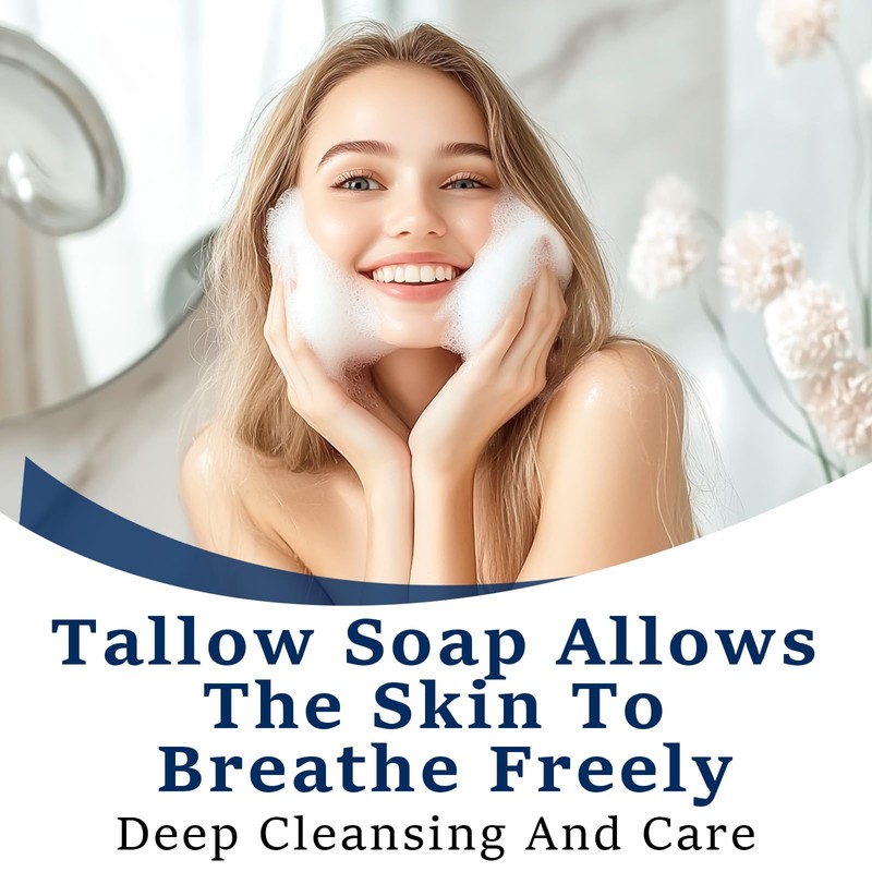 HENITAR Tallow Soap, Organic Grass Fed Beef Tallow Balm for
