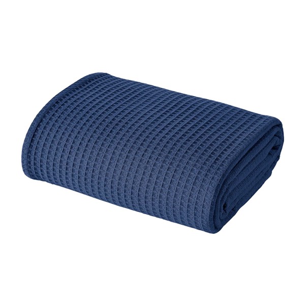 Modern Threads 100% Cotton Waffle Thermal Blanket, Navy, King/California King
