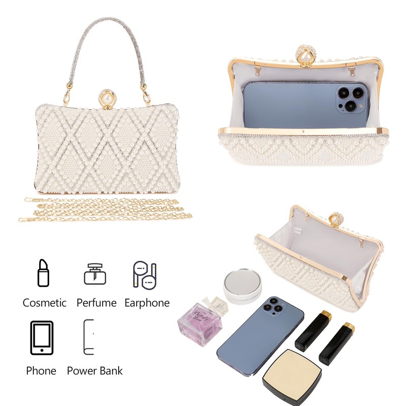 Women's Evening Handbags Pearl Clutch Purse Beaded bag Bridal Clutch