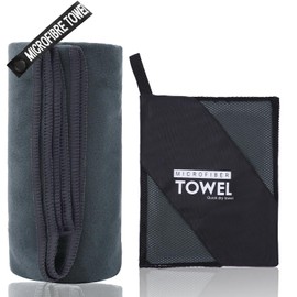 ZIUDBOC Microfiber Travel Towel, Soft Lightweight Quick Dry Towel, Super Absorbent Compact Travel & Sports & Beach Towels for Camping, Backpack, Gym, Swimming, Yoga, Hiking (L:24"×48" -Dark Gray)