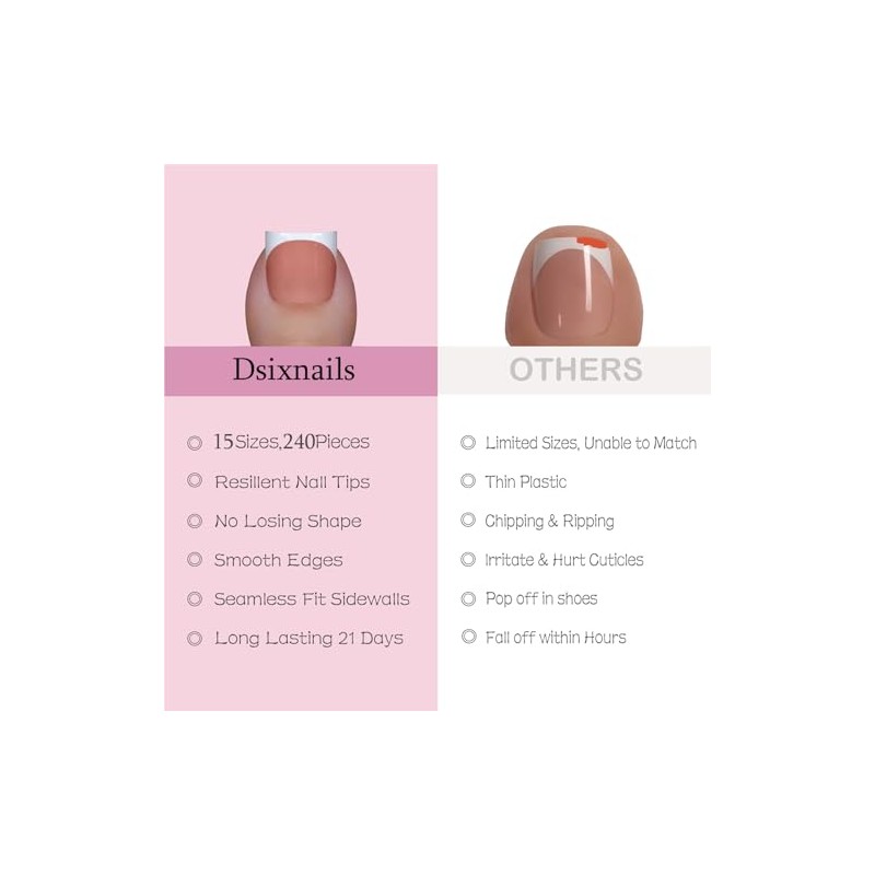 Dsixnails 240 uñas postizas cuadradas cortas marrones para mujer en