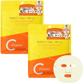 Perfect One Focus VC Charge Smooth Mask (7 Pieces/2 Pieces), Sheet Mask, Face Pack, Azelenic Acid, Vitamins, Moisturizing, Pores, Dry, Made in Japan
