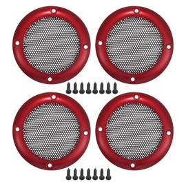 A ABSOPRO 2" Car Speaker Cover Grille Metal with Screws Red - Pack of 4