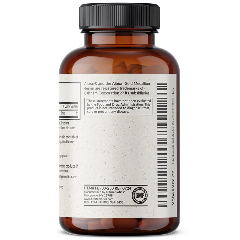Futurebiotics Boron 3mg, Vegetarian, Non-GMO, Chelated for Absorption, 250 Tablets