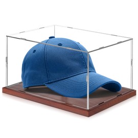 Fitense Hat Display Case, Acrylic Baseball Cap Display Box, UV Fade Protection, Solid Wood Base & Cap Shaper, Signed Hat Collector's Showcase, for Cap Enthusiasts, 11.8" x 7.8" x 5.9"