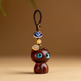 WOWTAC Cute Cartoon Cat Keychain Pendant Cat Toy Keychain, Sandalwood