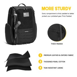 Saboos Pickleball Bag Fits 6 to 8 Paddles, Large Pickleball Backpack with Shoe Compartment and Fence Hook,Gifts for Men Women