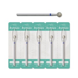 HYTOOS 5mm Ball Cuticle Clean Nail Drill Bit, 5Pcs/Set Russian Diamond Nail Bits Professional Safety Under Nail Cleaner Burr for Cuticle Dead Skin, Electric Nails Drill Accessories, Medium