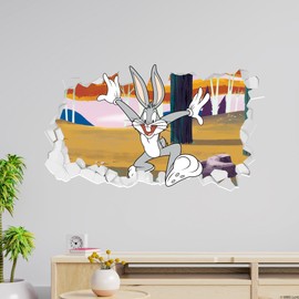 Looney Tunes Wall Sticker - Bugs Bunny Forest Broken Wall Decal Art (60cm Width x 35cm Height)