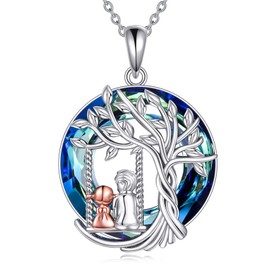 YFN Sister Gifts from Brother for Sister Sterling Silver Brother and Sister Necklace Jewellery for Birthday Christmas Gifts (crystal)