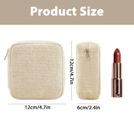 Gvhntk 4 Pcs Small Makeup Bag for Purse Mini Cosmetics Bag Corduroy Sanitary Napkin Storage Bag with Zipper Cute Cosmetic Pouch for Women