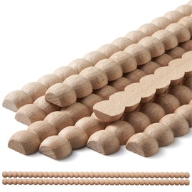 QUORGVES 12Pcs Decorative Half Beaded Wood Trim Molding 15.75 Inch - 14mm
