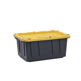 Heavy Duty Black Storage Tote with Snap Lid, Stackable and Lockable, Durable Plastic Bin for Home, Garage, and Jobsite, Secure and Recyclable Container (17 Gallon)